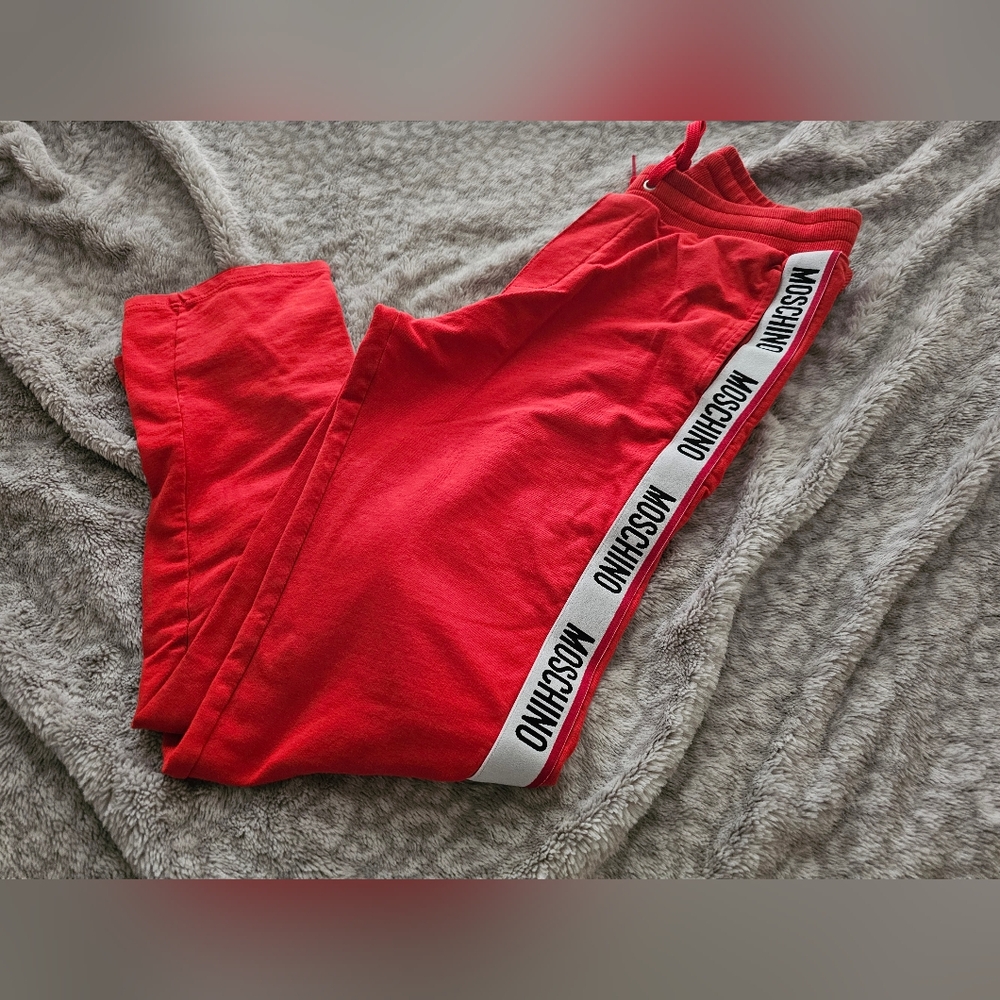 Moschino Red Sweatpants with Logo Band